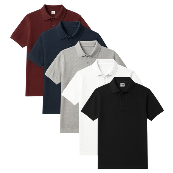 Men’s Classic Polo Shirt – Short Sleeve Cotton Blend (Black, White, Gray, Navy, Burgundy)