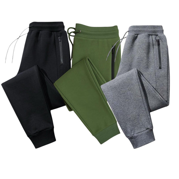 Men’s Jogger Pants – Slim Fit Sweatpants with Zipper Pockets 3-Pack (Black, Green, Gray)