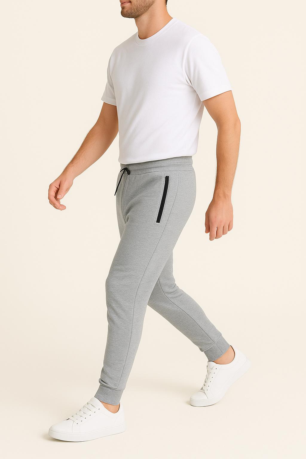 Men’s Jogger Pants – Slim Fit Sweatpants with Zipper Pockets 3-Pack (Green, Black, Gray)