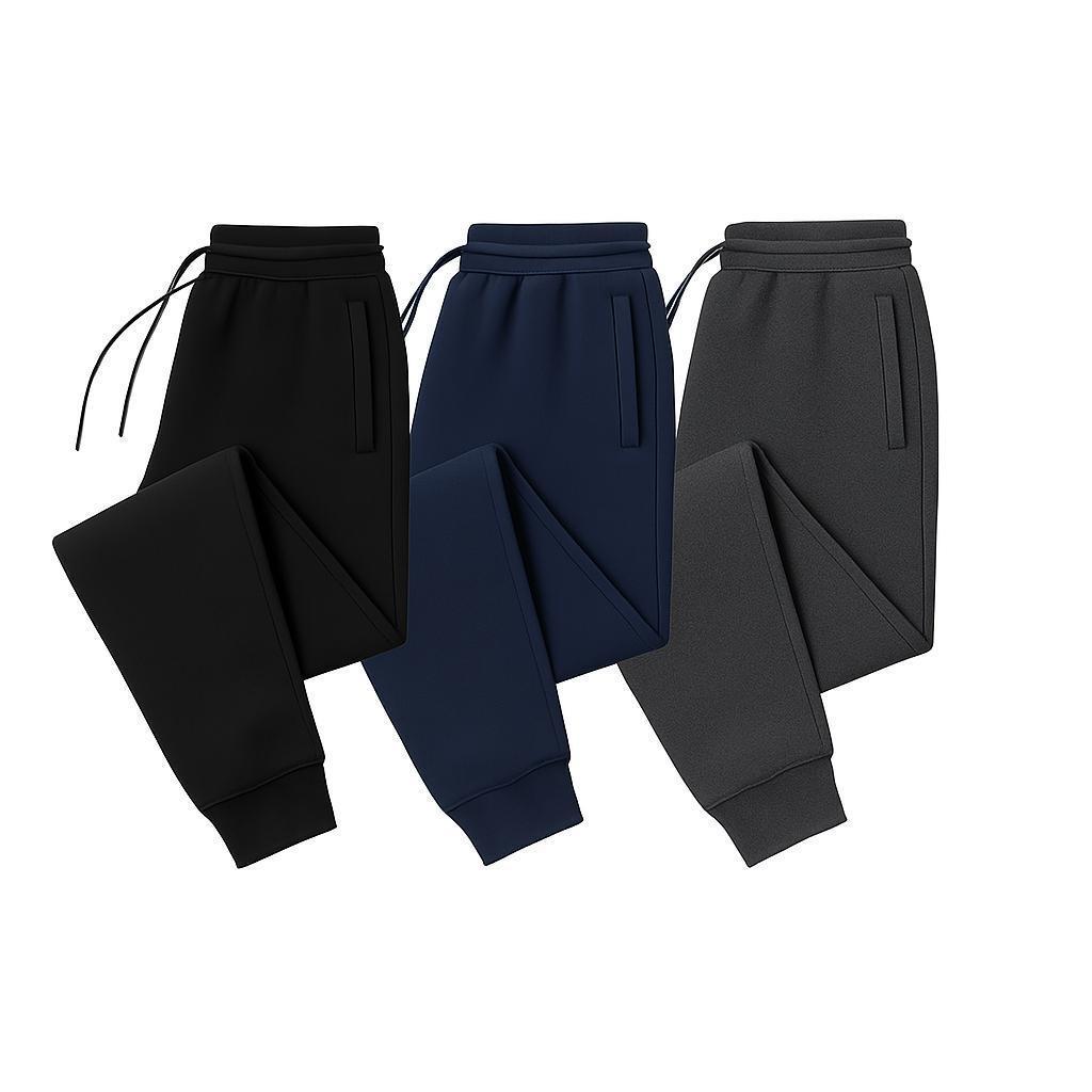 Men’s Slim Fit Jogger Pants – Casual Sweatpants with Drawstring Waist 3-Pack (Black, Navy, Charcoal)