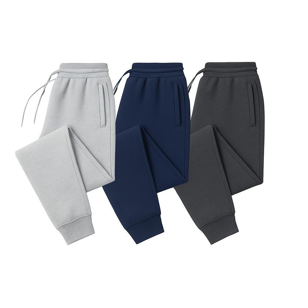 Men’s Jogger Sweatpants – Slim Fit Fleece Pants with Drawstring Waist & Pockets 3-Pack (Gray, Navy, Charcoal)