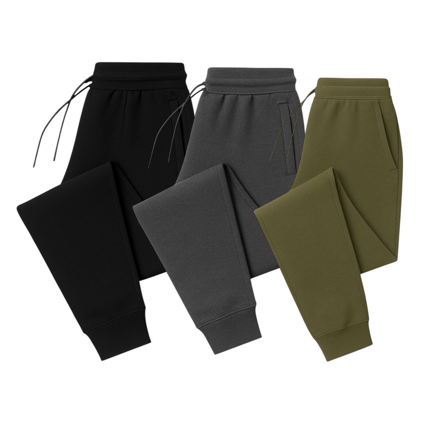Men’s Jogger Sweatpants – Slim Fit Fleece Pants with Drawstring Waist & Pockets 3-Pack (Black, Charcoal, Green)