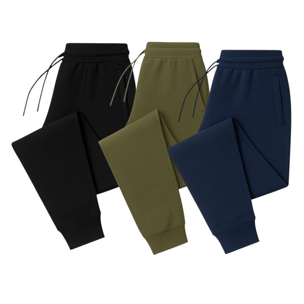 Men’s Jogger Sweatpants – Slim Fit Fleece Pants with Drawstring Waist & Pockets 3-Pack (Black, Green, Navy)