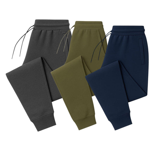 Men’s Jogger Sweatpants – Slim Fit Fleece Pants with Drawstring Waist & Pockets 3-Pack (Charcoal, Green, Navy)