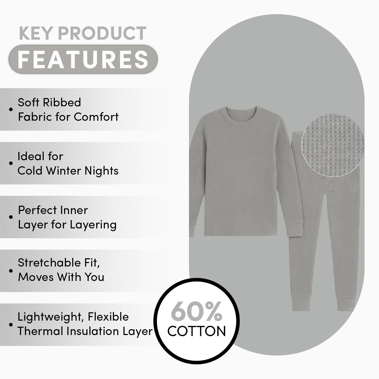 Men’s Thermal Underwear Set – Extra Warm Long Johns 3-Pack (Navy, Gray, Black)
