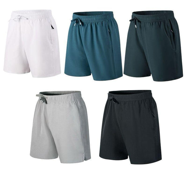 Men’s Quick-Dry Athletic Shorts with Pockets – 5-Pack Set (White, Teal, Dark Teal, Gray, Black)